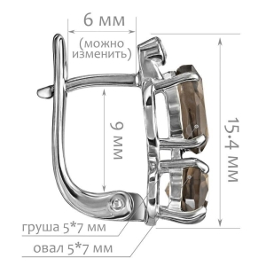 Женские Серьги Серебро Камень натуральный Раухтопаз