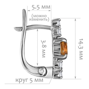 Женские Серьги Серебро Камень натуральный Цитрин