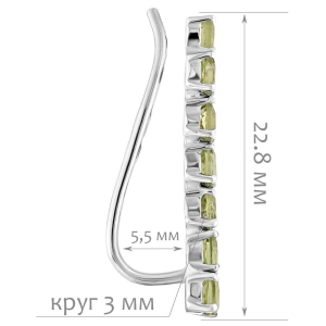 Женские Серьги Серебро Камень натуральный Хризолит