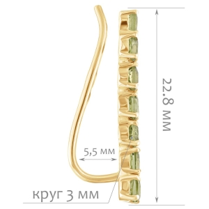 Женские Серьги Серебро Камень натуральный Хризолит