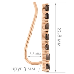 Женские Серьги Серебро Камень натуральный Раухтопаз