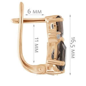 Женские Серьги Серебро Камень натуральный Раухтопаз