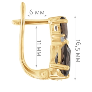 Женские Серьги Серебро Камень натуральный Раухтопаз