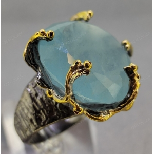 Женские Кольца Серебро Камень натуральный Аквамарин