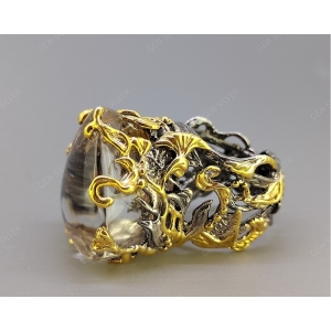 Женские Кольца Серебро Камень натуральный Кварц волосатик