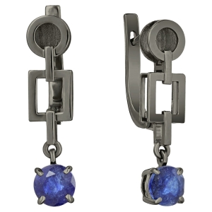 Женские Серьги Серебро Камень натуральный Сапфир