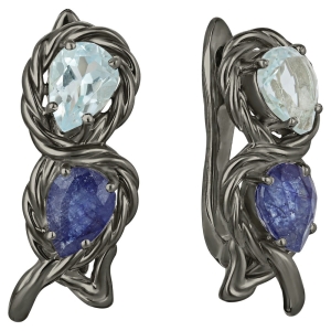 Женские Серьги Серебро Камень натуральный Сапфир