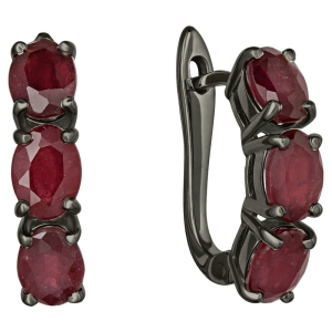 Женские Серьги Серебро Камень натуральный Рубин