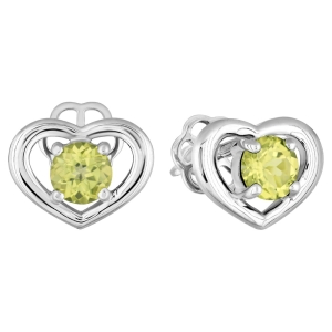 Женские Серьги Серебро Камень натуральный Хризолит