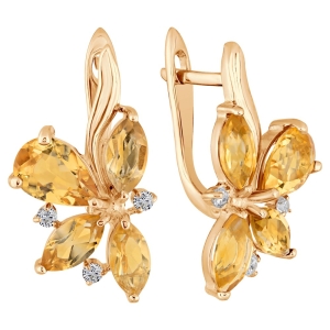 Женские Серьги Серебро Камень натуральный Цитрин