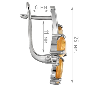 Женские Серьги Серебро Камень натуральный Цитрин