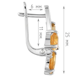 Женские Серьги Серебро Камень натуральный Цитрин