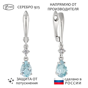 Женские Серьги Серебро Камень натуральный Топаз