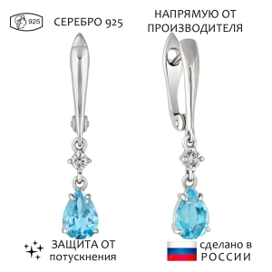 Женские Серьги Серебро Камень натуральный Топаз