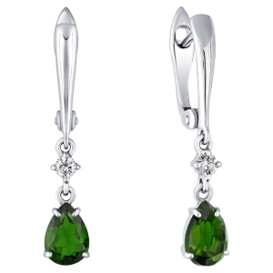 Женские Серьги Серебро Камень натуральный Хромдиопсид