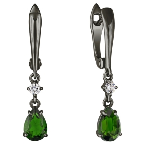 Женские Серьги Серебро Камень натуральный Хромдиопсид