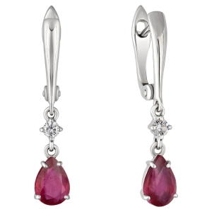 Женские Серьги Серебро Камень натуральный Рубин