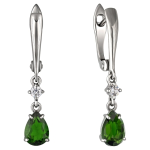 Женские Серьги Серебро Камень натуральный Хромдиопсид