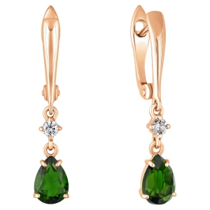 Женские Серьги Серебро Камень натуральный Хромдиопсид