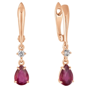 Женские Серьги Серебро Камень натуральный Рубин