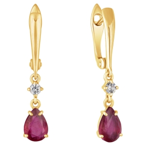 Женские Серьги Серебро Камень натуральный Рубин