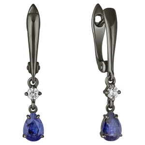 Женские Серьги Серебро Камень натуральный Сапфир