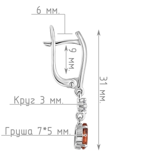 Женские Серьги Серебро Камень натуральный Цитрин