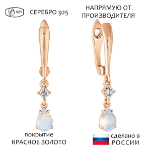 Женские Серьги Серебро Камень натуральный Лунный камень