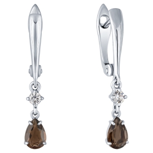 Женские Серьги Серебро Камень натуральный Раухтопаз