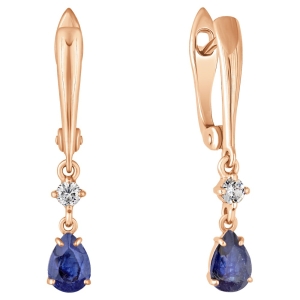 Женские Серьги Серебро Камень натуральный Сапфир