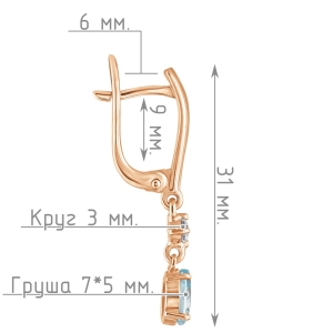 Женские Серьги Серебро Камень натуральный Топаз