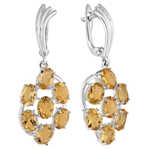 Женские Серьги Серебро Камень натуральный Цитрин