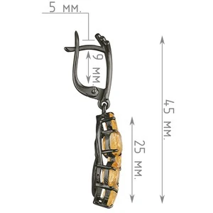 Женские Серьги Серебро Камень натуральный Цитрин
