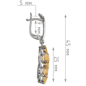 Женские Серьги Серебро Камень натуральный Цитрин