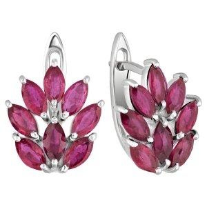 Женские Серьги Серебро Камень натуральный Рубин