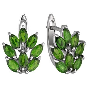 Женские Серьги Серебро Камень натуральный Хромдиопсид