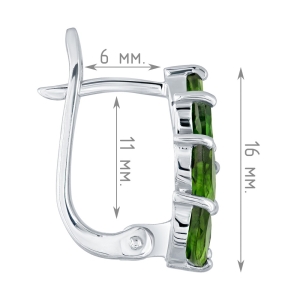 Женские Серьги Серебро Камень натуральный Хромдиопсид