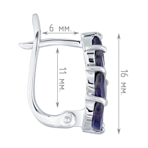 Женские Серьги Серебро Камень натуральный Сапфир