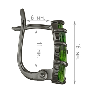 Женские Серьги Серебро Камень натуральный Хромдиопсид