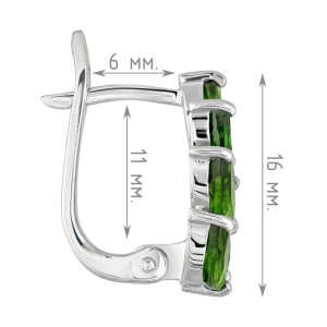 Женские Серьги Серебро Камень натуральный Хромдиопсид