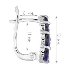 Женские Серьги Серебро Камень натуральный Сапфир