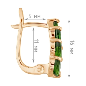 Женские Серьги Серебро Камень натуральный Хромдиопсид