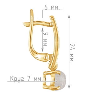 Женские Серьги Серебро Камень натуральный Лунный камень