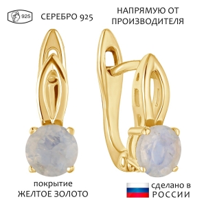 Женские Серьги Серебро Камень натуральный Лунный камень