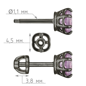 Женские Серьги Серебро Камень натуральный Аметист