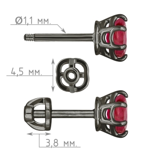 Женские Серьги Серебро Камень натуральный Рубин
