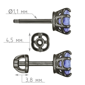 Женские Серьги Серебро Камень натуральный Танзанит