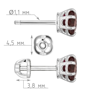 Женские Серьги Серебро Камень натуральный Турмалин