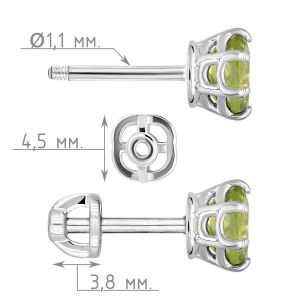 Женские Серьги Серебро Камень натуральный Хризолит