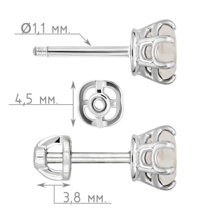 Женские Серьги Серебро Камень натуральный Лунный камень